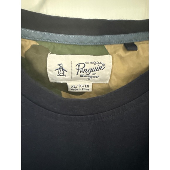 Original Penguin Men's Black Camo Pocket Crew Neck Short Sleeve T-Shirt XL - Picture 3 of 4
